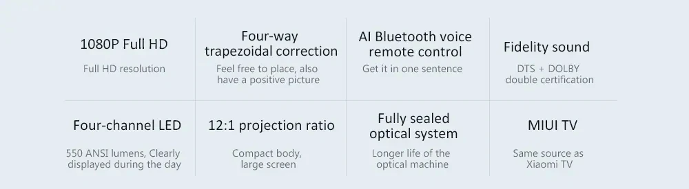 Xiaomi Fengmi Smart Lite DLP 3D проектор ТВ Full HD 1080P 550ANSI люмен M055DCN проекция поддержка 4K домашний кинотеатр