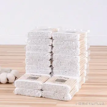 

1000 Cotton Swab Double Headed Stick Cotton Puff Rod Cotton Spiral Ear Cleaning Cotton Ball off Make-up Remover Fat Sign