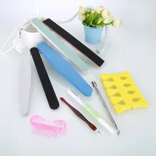 10 шт. Набор для маникюра пилочка для ногтей сепаратор для пальцев ноги кутикулы толкатель щипцы щипчики Полировка Блок палочка маникюрный набор инструментов