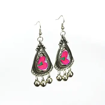 

EARRINGS FOR WOMEN 2020 NEW RETRO WILD TEMPERAMENT ETHNIC STYLE JEWELRY EMBROIDERY BELL LONG EARRINGS WOMEN FASHION JEWELRY