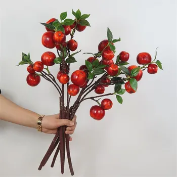 

7Pcs Fake Short Stem Apple Bunch 19.69" Length Simulation Red Apples for Wedding Home Decorative Artificial Plants