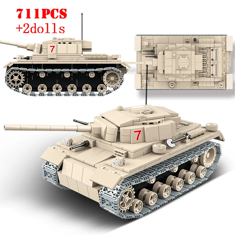Модель среднего танка Panzer III в стиле милитари времен 2 мировой войны конструктор