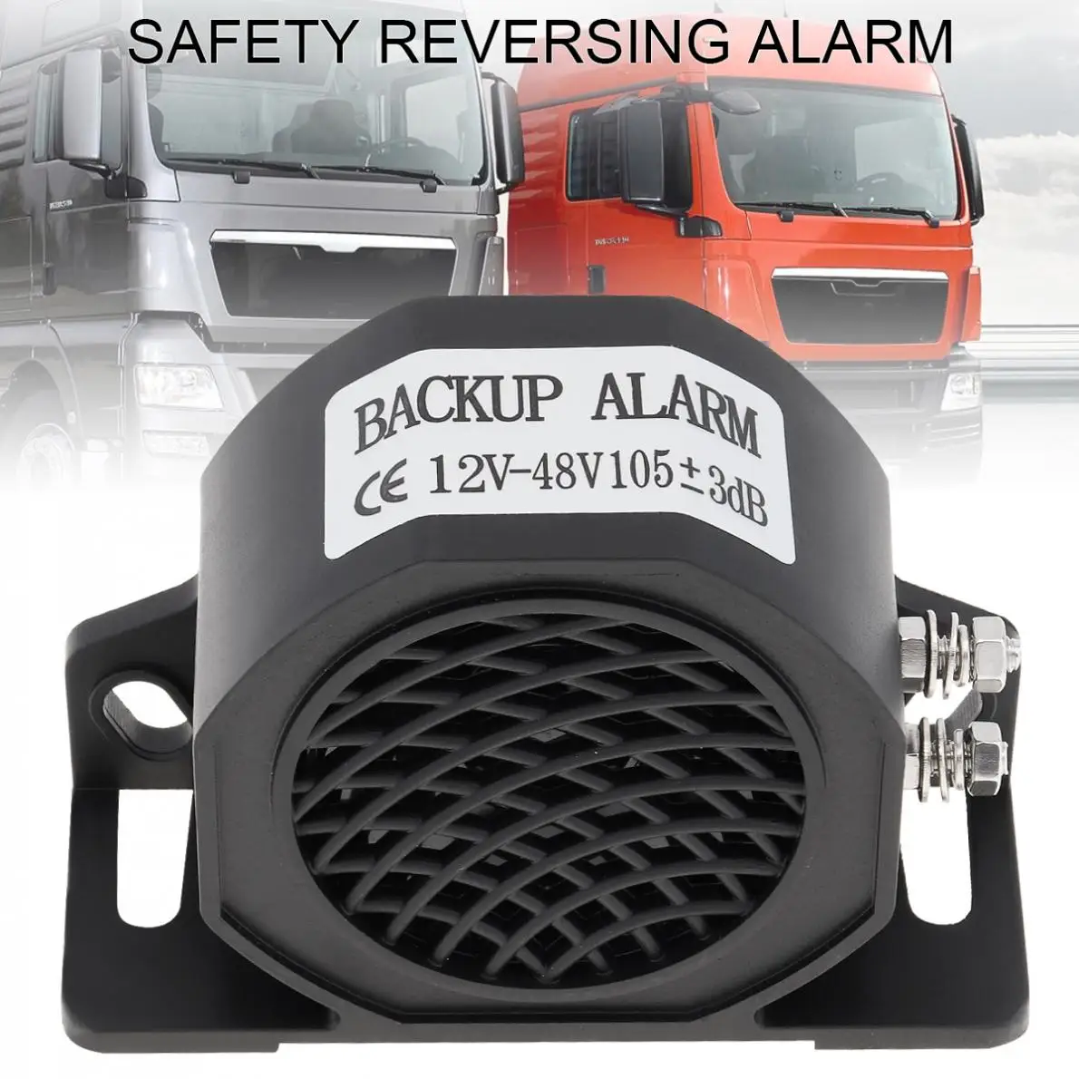 

12V - 48V Black Back up Alarm Horn Speaker Reverse Accessories Auto Warning Waterproof fit for Motorcycle Car Vehicle