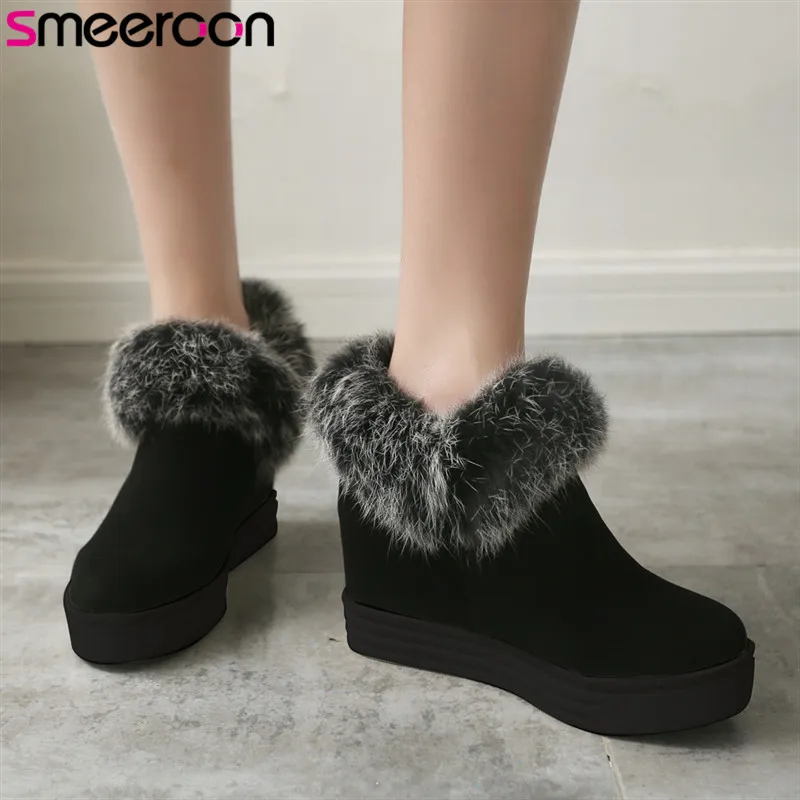 

Smeeroon hot fashion 2020 winter autumn female boots round toe platform shoes high heels boots slip on women ankle boots