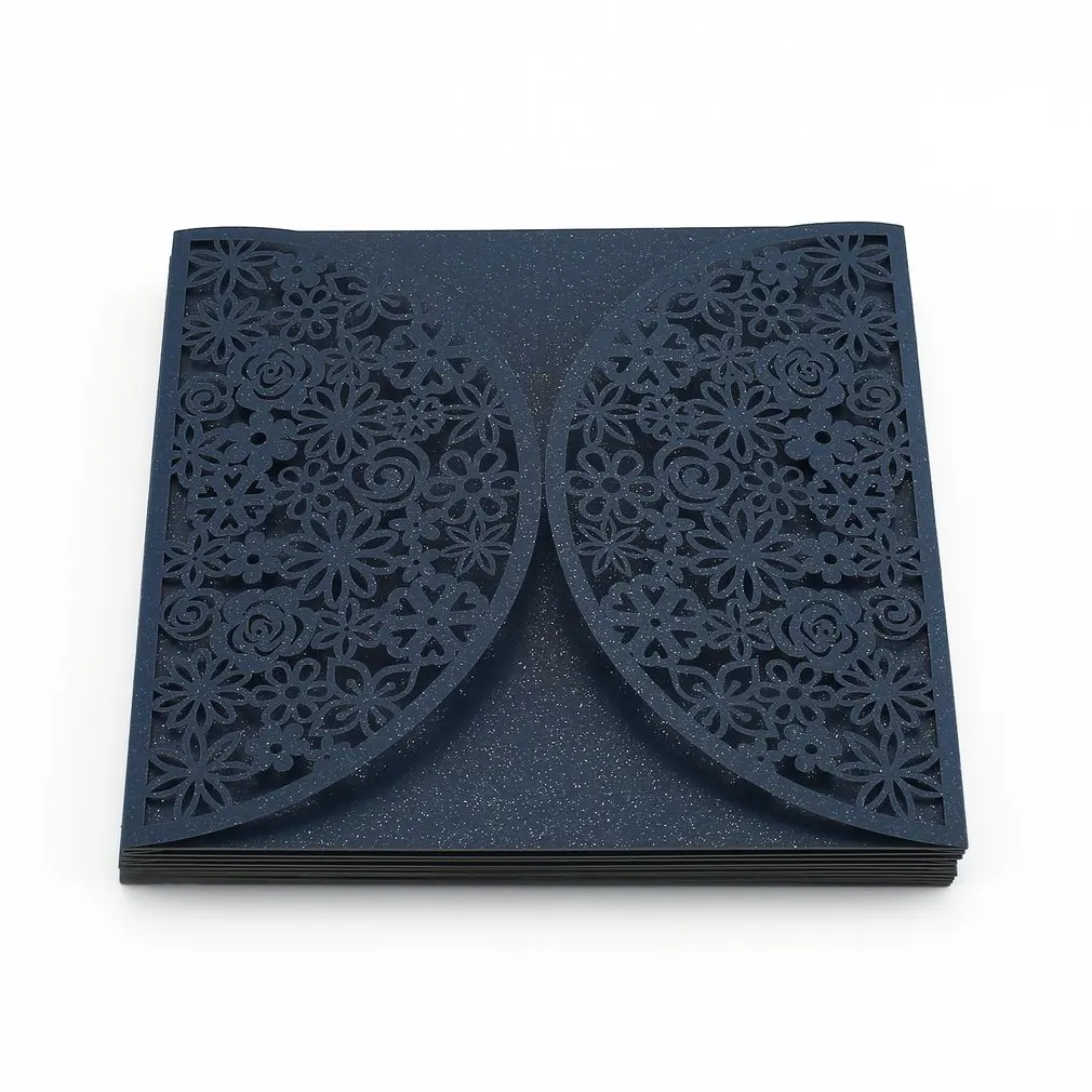  Foldable Invitation Card Cover Exquisite Hollow Out Bride Groom Printing Invitation Card Cover for  - 4000468084100