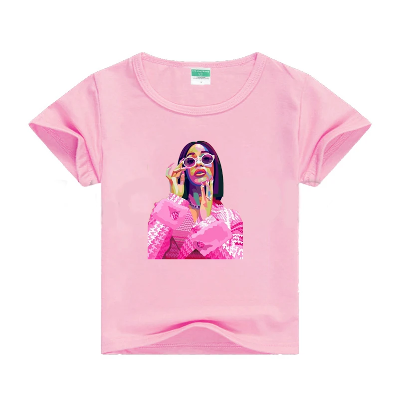 

2020 CARDI B Print Casual Harajuku Children Girls T-shirt Boys Unisex Summer Clothes New Baby Hip Hop Short Sleeve T-shirt 14t