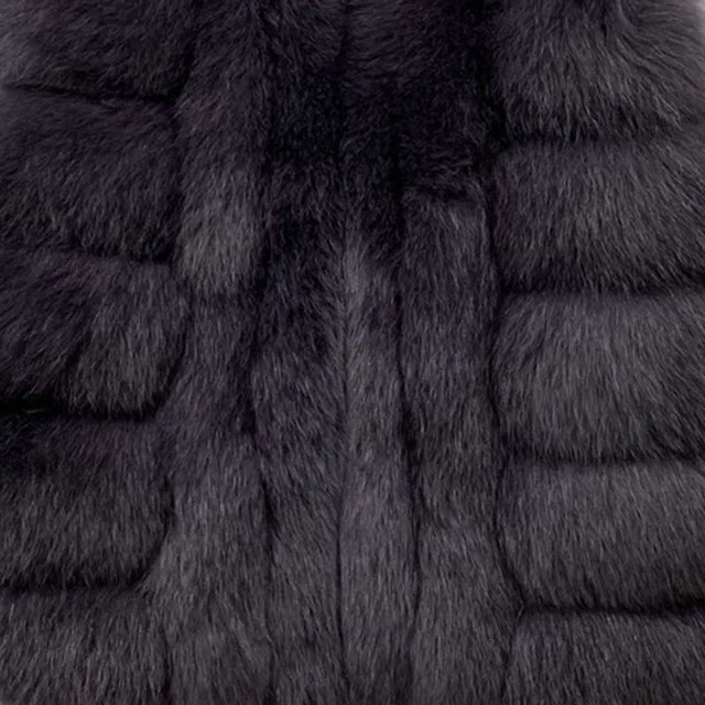 Dark Grey Женский Длинный жилет из натурального Лисьего меха роскошный Теплый жилет подлинный натуральных мех женский жилет S7558 - Цвет: Dark Grey