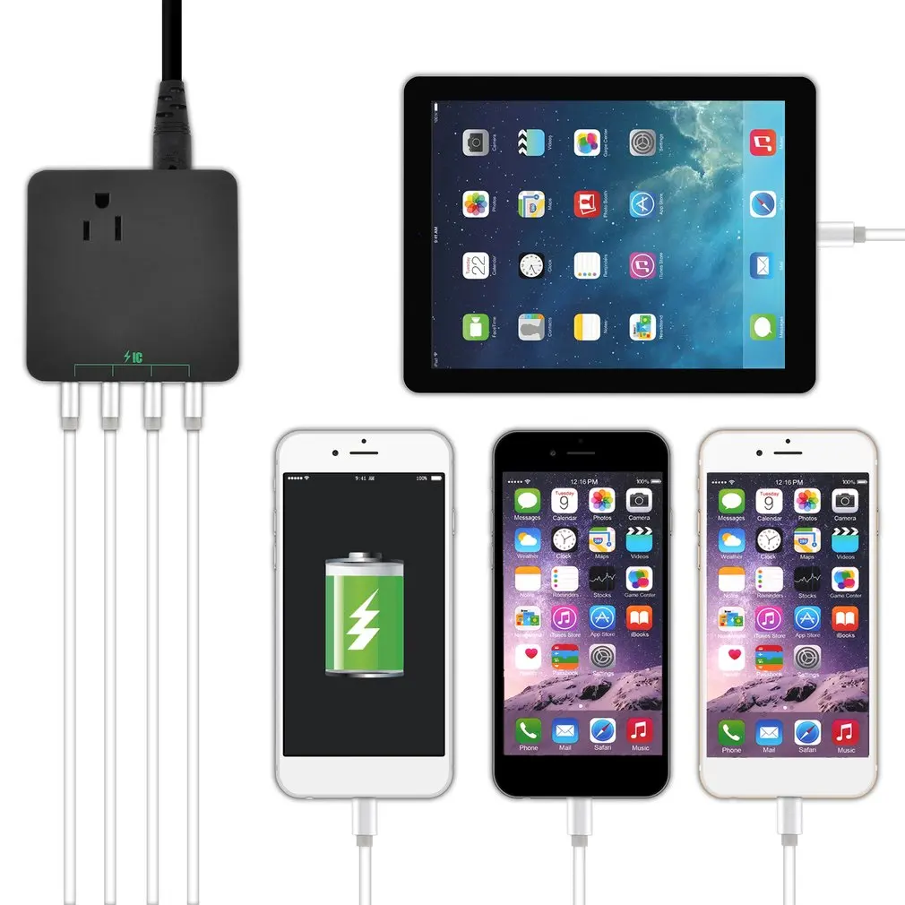 Быстрая зарядка мини портативный 4 usb порта зарядное устройство зарядная станция для мобильного телефона планшетный ПК US Plug