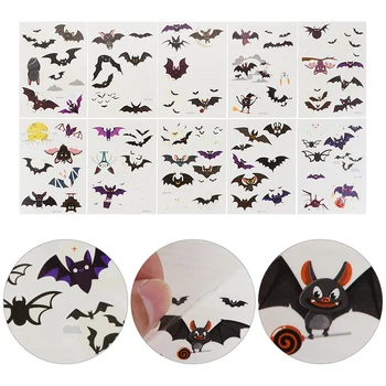 

10pcs Halloween Decoration Stickers 3D Stereo Bat Luminous Tattooing Sticker