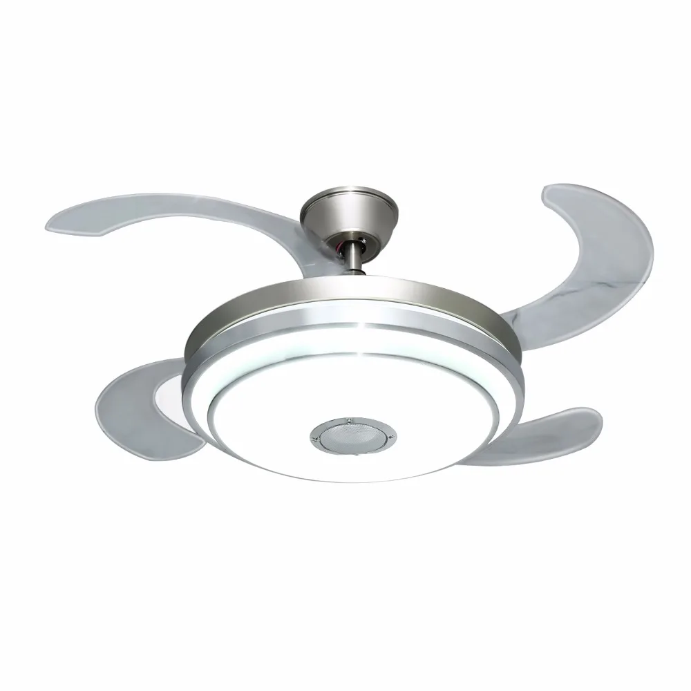 Modern Bluetooth Invisible Ceiling Fan Light Music Player Chandelier Remote 