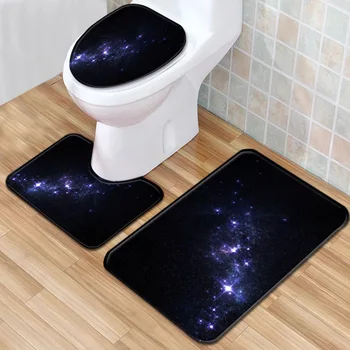 

Starry Bathroom Mat Toilet Three-Piece Set Floor Home Anti Slip Liner Foam Durable Cover Shower Carpets Bathroom Mat Set