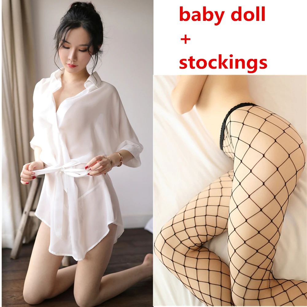 X-CA13with stockings Горячее сексуальное женское белье, ночное белье порно, кружевное нижнее белье, сексуальная одежда в стиле babydoll, эротическое Прозрачное платье, однотонное Сексуальное белье - Цвет: X-CA13with stockings
