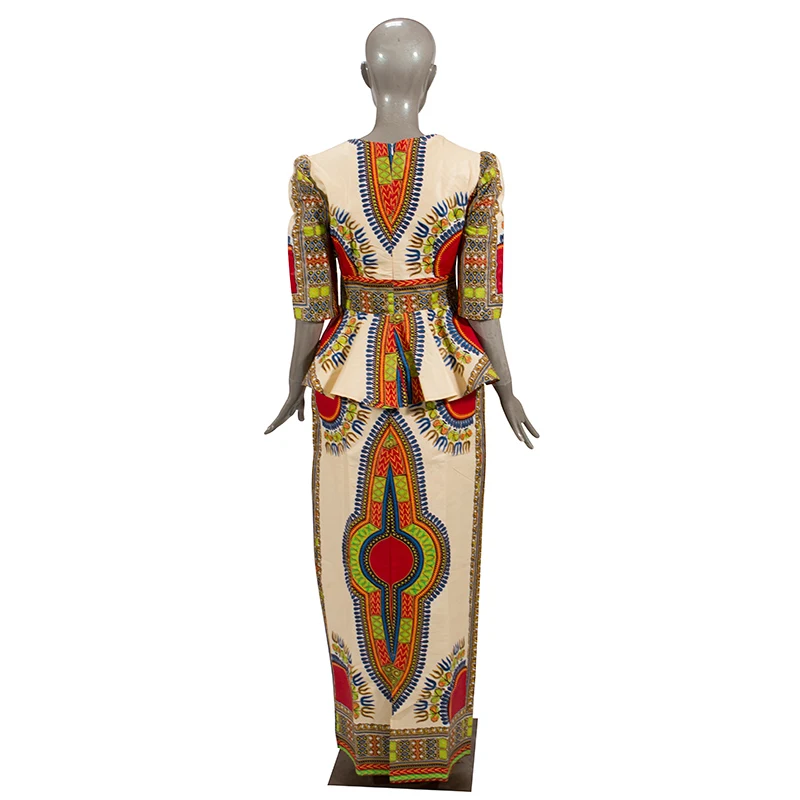 Комплект из 2 предметов, африканская одежда для женщин, Классические африканские топы с принтом и длинные юбки, юбка Bazin Riche, женские костюмы, набор WY4552