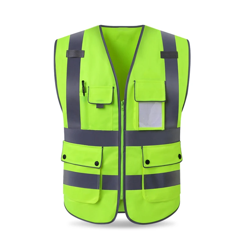 High Visibility Reflective Safety Vest Zipper Front With Reflective Strips Construction Workwear Safety reflective safety vest
