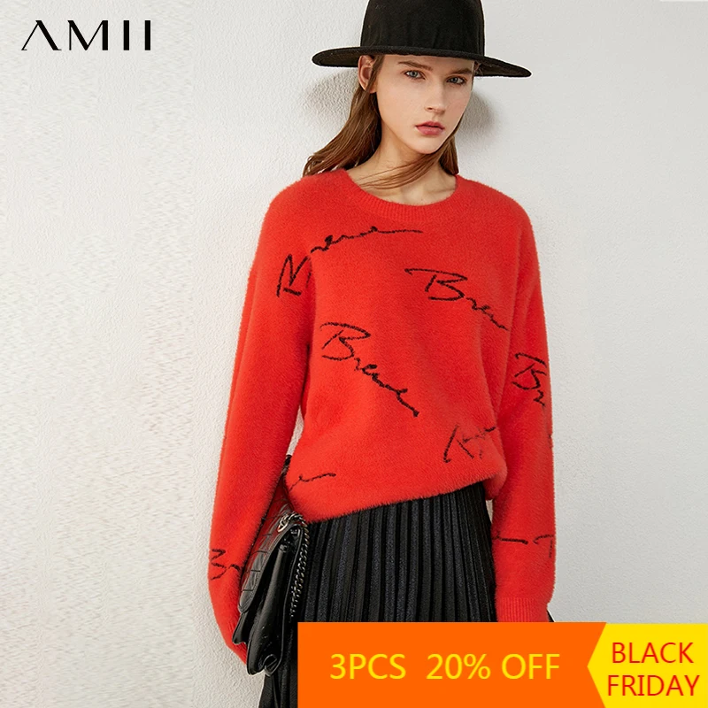 Amii Minimalism Winter Sweaters For Women Fashion