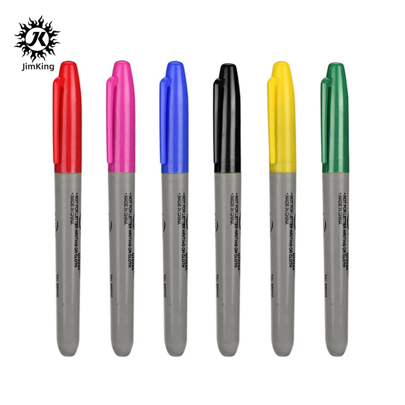 6pc Tattoo Skin Permanent Marker Tattoo Marking Scribe Pen Permanent Tattoo Marker Pen Makeup Body Art Beauty 10 pcs tattoo markers pen pens single head skin marking plastic white pencils