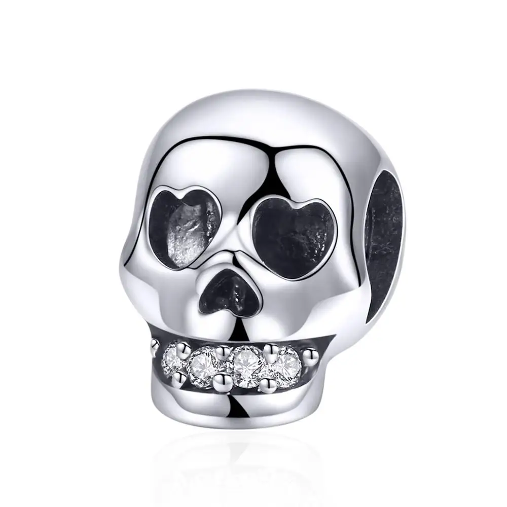 New Fashion 925 Sterling Silver Christmas Gift Skull Head Bead Charm fit Bracelet Halloween Jewelry Making Accessories DIY | Украшения и