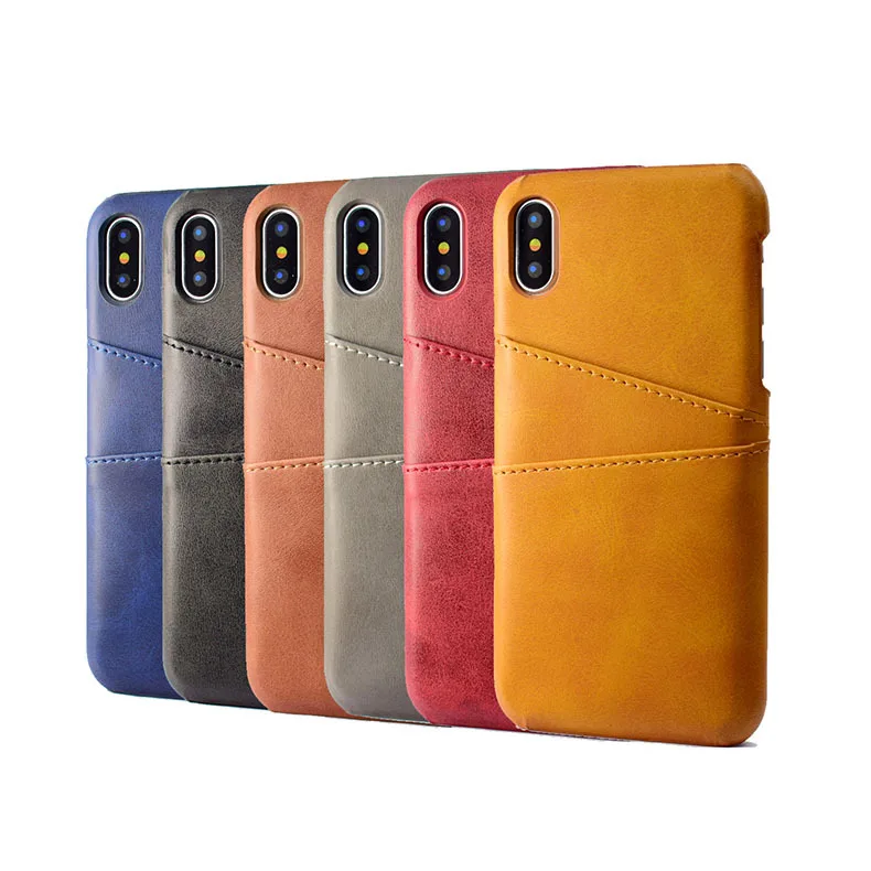 

Slim PU Leather Case for iPhone X 8 7 6 6s plus Case Back Cover Card Holder Wallet Phone coque Plain for Samsung Huawei Cases
