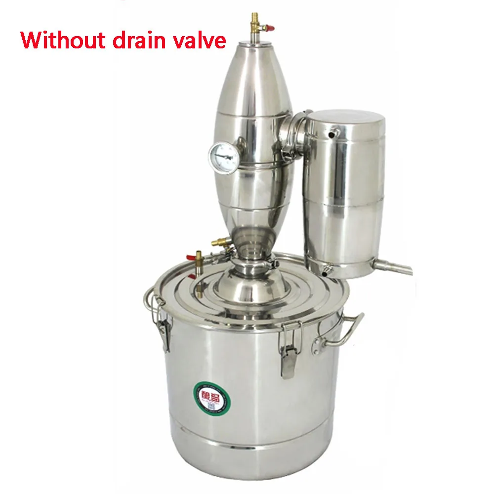without drain valve 70/50/30/20L вина, гидролата, Нержавеющая сталь вино пивоварения дистиллятор спирта дистилляции бар/baijiu виски чайник - Цвет: without drain valve