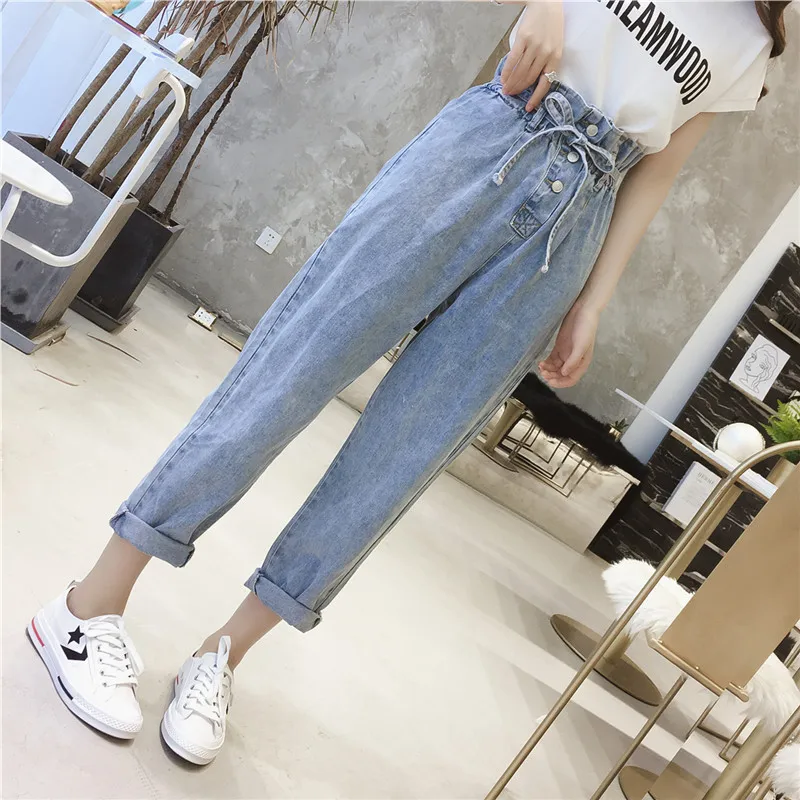 Special wholesale cheap pants spring summer 2020 new Han Fan high waist lace flower jeans wild nine points Harem pants