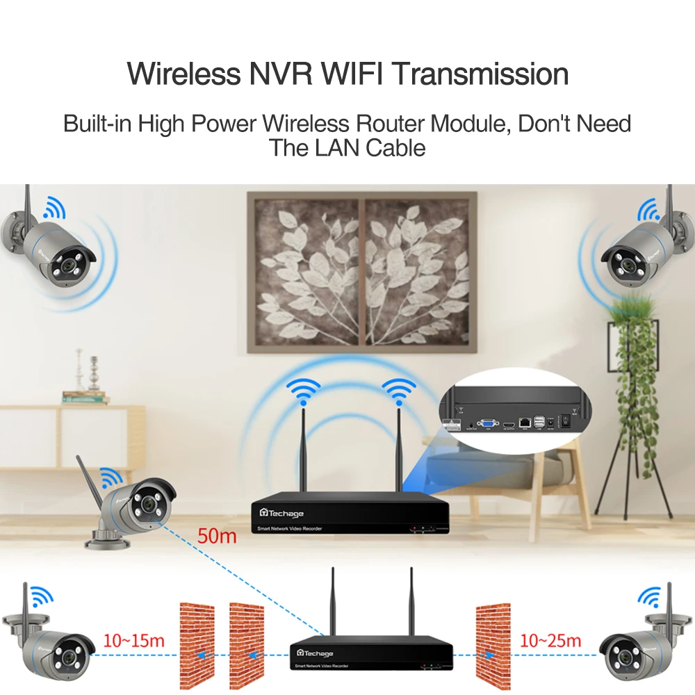 Techage 8 канальный 3 мегапиксельный HD WiFi комплект IP камеры беспроводной NVR