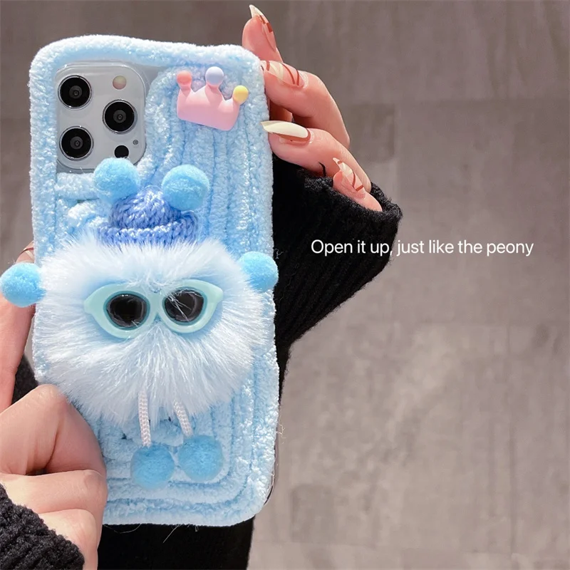 Fluffy Plush Rhomboid Plaid Phone Case For iPhone 13 12 11 Pro Max X XR XS  Max 7 8 Plus Fuzzy Wool Fabrics Checkerboard Cover - AliExpress