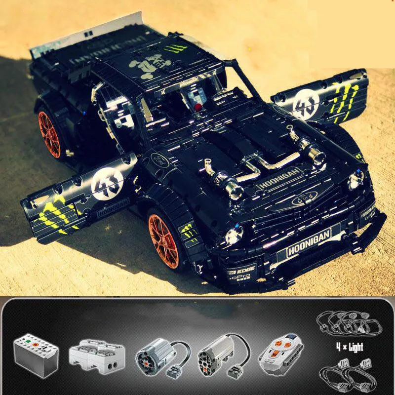 Классический 20102 MOC-22970 RC Ford P-51Mustang Hoonicorn RTR V2 кирпичи Супер гоночный автомобиль со светодиодной подсветкой технический строительный блок