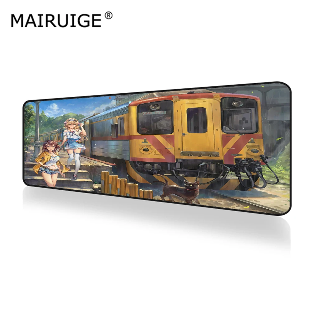 

Girl Railway Anime Mouse Pad XXL Gamer Desk Mat Computer PC Large Keyboard Pad Gaming MousePad 90x40cm for Laptop Table Pads