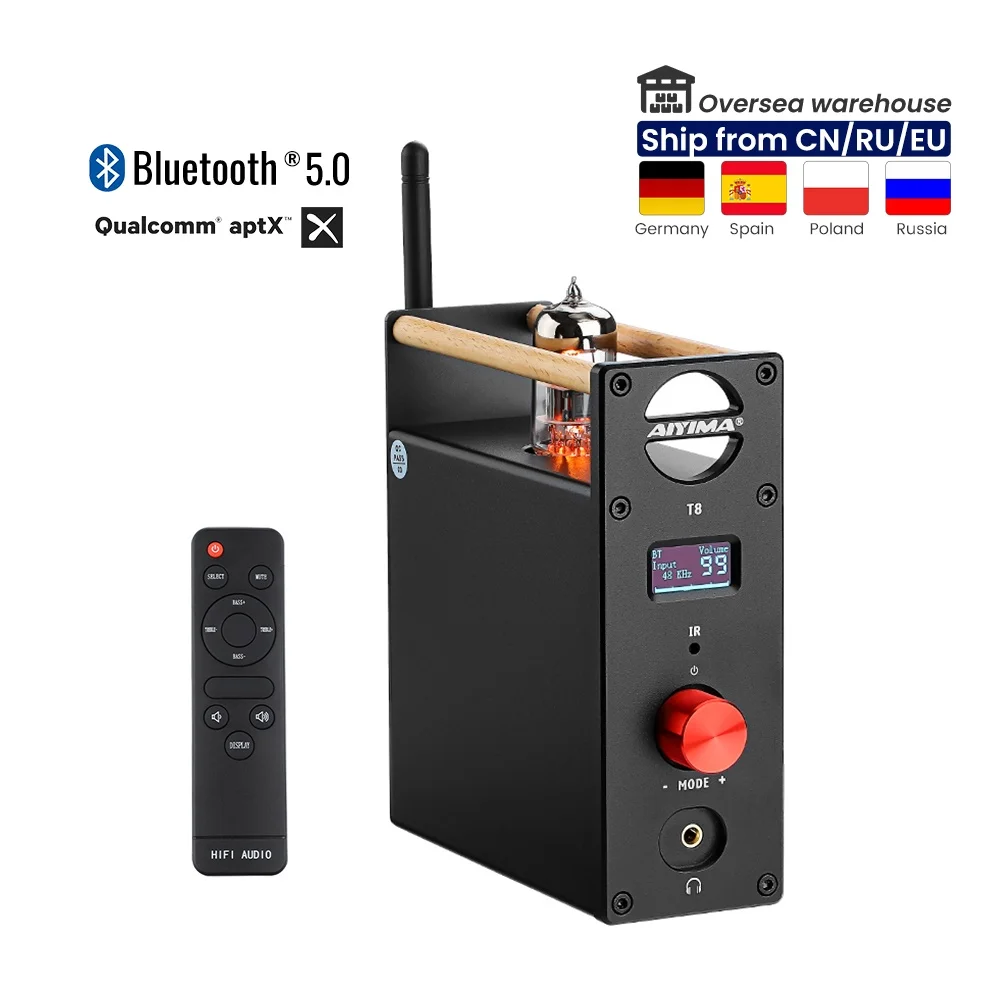 AIYIMA T8 Bluetooth 5 0 APTX Tube 6N3 предусилитель OPA1656 стерео аудио цифровой наушники DAC