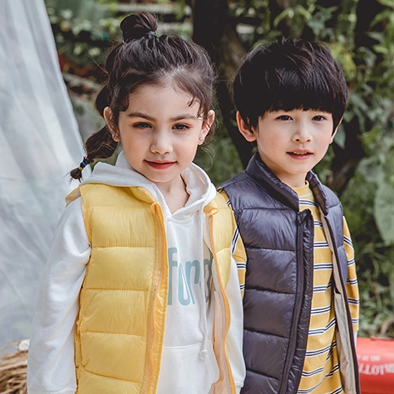Детское зимнее пальто для мальчиков и девочек; куртка для детей 3-8 лет; коллекция года; Лидер продаж; Однотонный жилет без рукавов; теплый жилет; Верхняя одежда; пальто; куртки; повседневная одежда