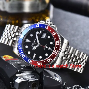 

Parnis 40mm Automatic Mechanical Watch Men Black Dial GMT Ceramic Bezel Luxury Luminous Waterproof Sapphire Male Wristwatch