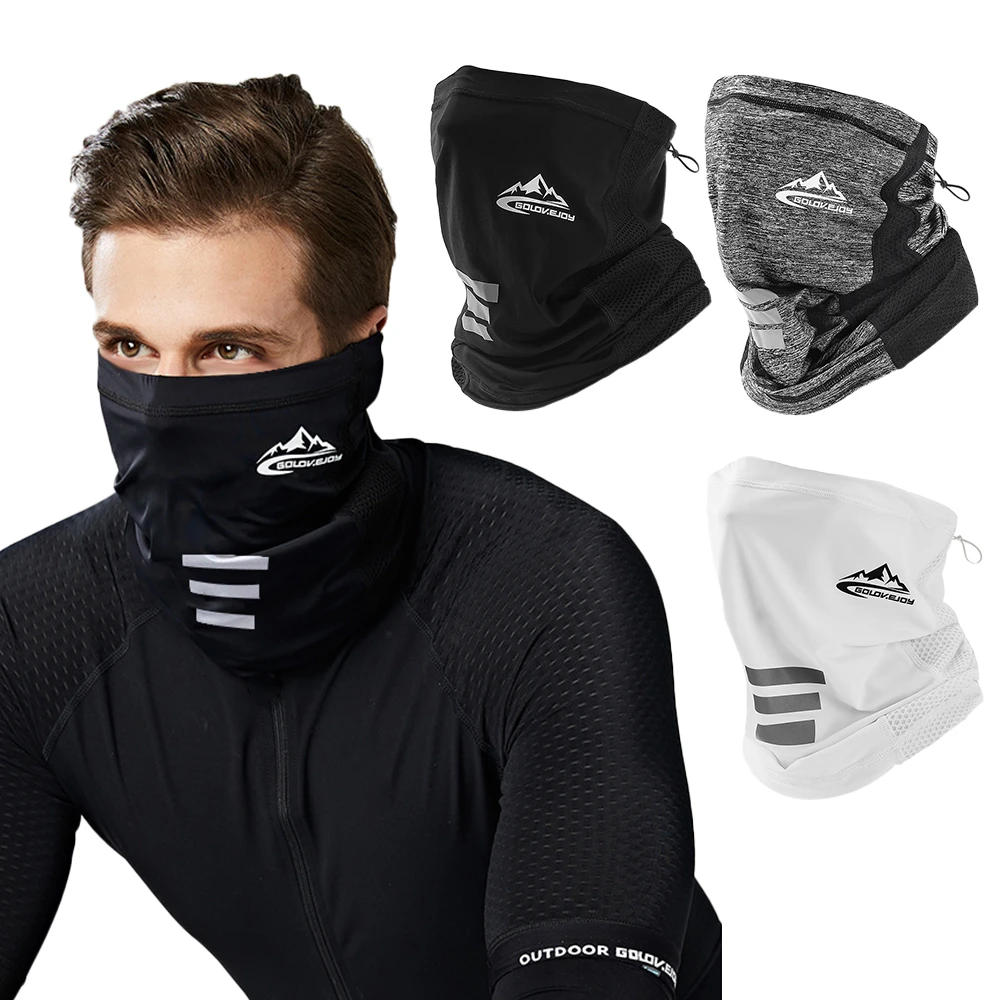 Máscara de media cara de ciclismo negro, bufanda de tubo cuello de motociclista de seda de hielo, gorro de moto, máscara de media cara para ciclismo|Bufandas de hombre| - AliExpress