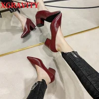 Sandals Luxury Brand Sexy Dress Shoes Elegant Chunky High Heeeled Pumps Sexy Pointed Toe Evening Shoes Women Shoes V Cut Shoes - Image 4