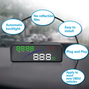 

Automotive HUD Display OBD2 Fault Code Removal Diagnostic Tool Speed Water Temperature Voltag P9 Car Head-up display OBD2