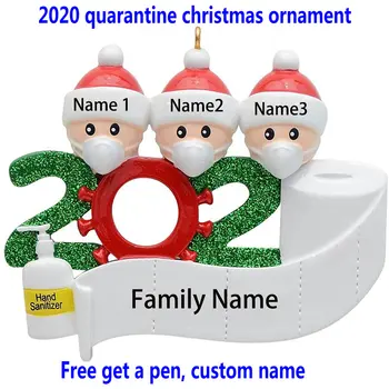 

2020 Quarantine Christmas Ornament Party Decoration Gift Santa Claus With Mask Charms Ornament Pandemic -social Distancing