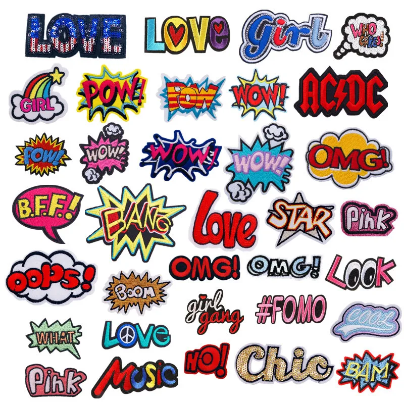 

Fashion personality Embroidery English alphabet cloth sticker cartoon font computer embroidery BADGE PATCH patches for clothing