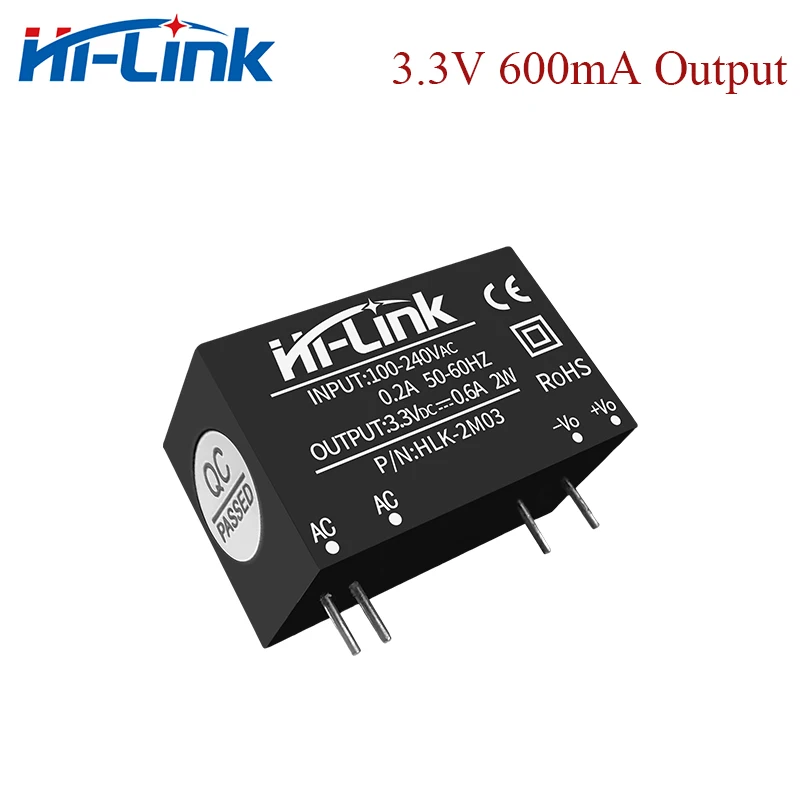 Free Ship 5pcs/lot 110V 220V to 2W 3.3V 600mA Output AC-DC ultra small mini power supply Hi-Link Manufacturer