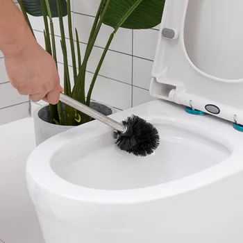 

Behogar 3PCS Bathroom Toilet Cleaning Brush Set with Stainless Steel Handle Plastic Bristle for Home Apartment Dormitory