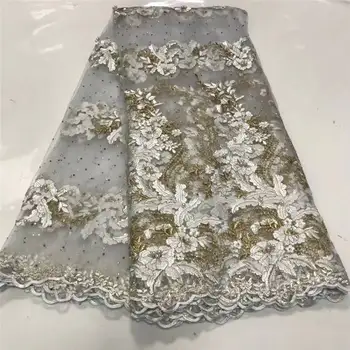 

White African Lace Fabric 2020 Embroidered Nigerian Laces Fabric Bridal High Quality French Tulle Lace Fabric For Women 1126