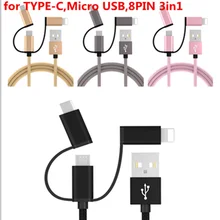 1 м 3 в 1 кабель USB для быстрой зарядки 2.4A для iPhone X XR XSMAX зарядное устройство type C Micro USB 1,2 м кабель для мобильного телефона Android