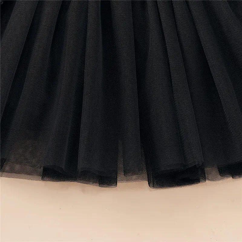 kids girl summer dress black tutu dress (17)
