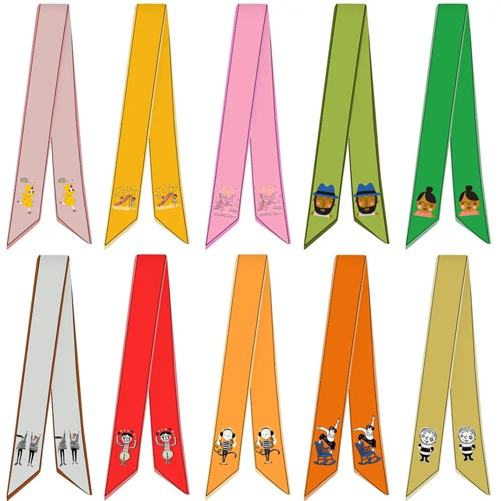 

Cartoon character printing ever-changing bag handle tied Women Fashion scarf scarf Multifunction Hand