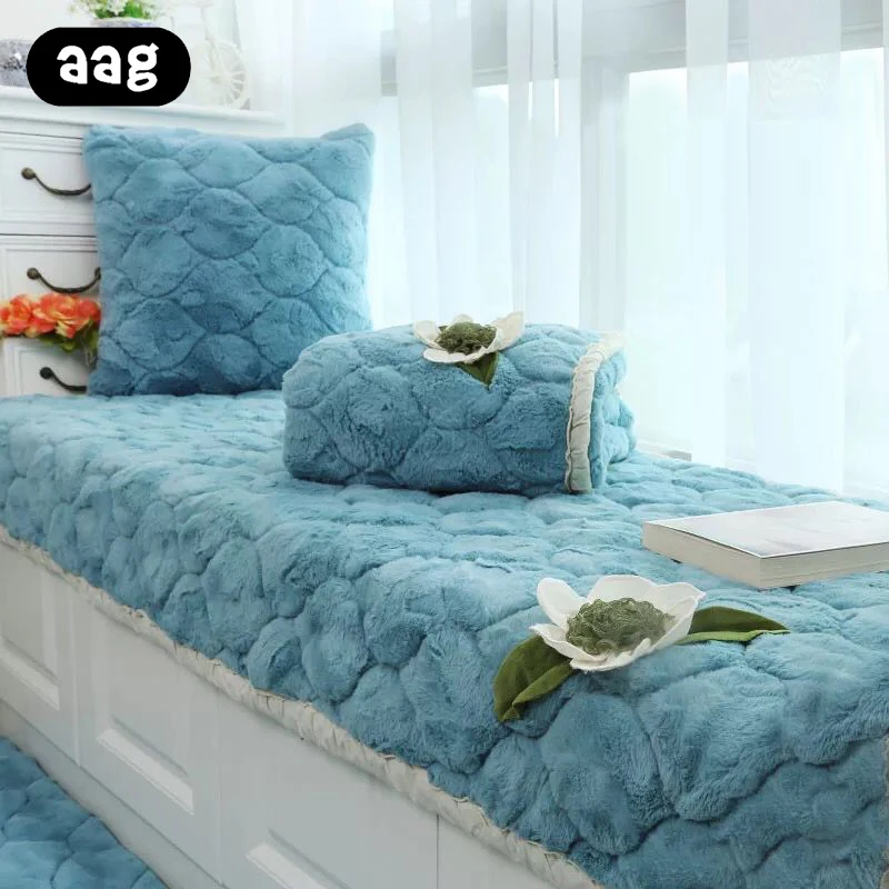 

Modern solid Plush Carpet for Bedroom Bay window mat luxury Winter Warm Non-Slip Area Rugs Floor mats rug living room home Decor
