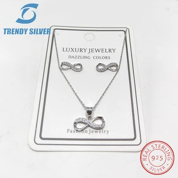 

925 sterling silver jewellry sets for woman women necklace and stub earring pendant infinity eight hot sale free shipping