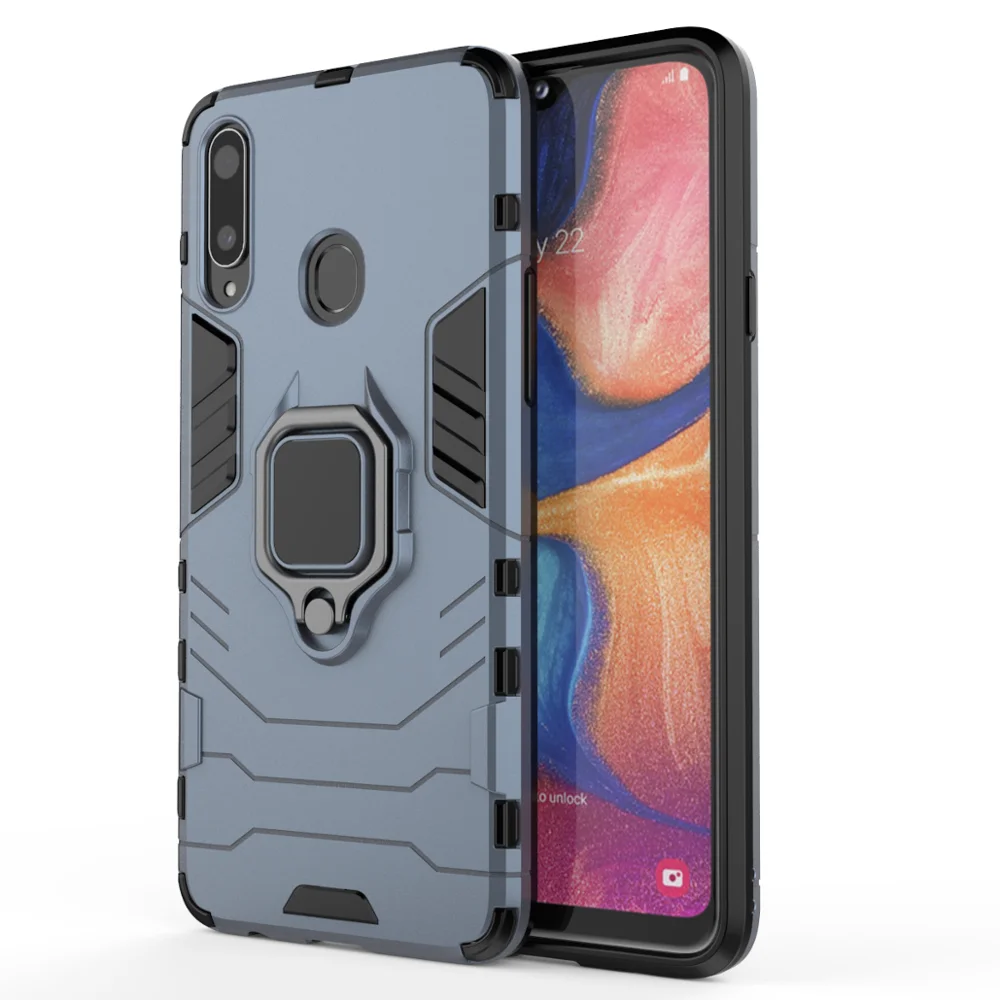 Для A20S чехол для samsung Galaxy A20S чехол роскошное кольцо задняя крышка Подставка Броня противоударный чехол для samsung Galaxy A20S чехол - Цвет: Тёмно-синий