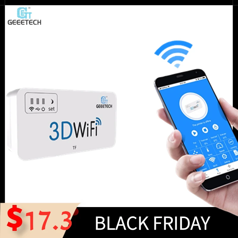 Baratos Piezas y accesorios para impresora Geeetech 3D módulo WiFi 3D tarjeta TF soporte USB2.0 Mini caja Wifi inalámbrica para la mayoría de las impresoras 3D