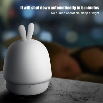 

Bedside Table LED Night Light Mini Touch Control Cute Rabbit Living Room USB Charging Soft Silicone Baby Nursery Hotel Home