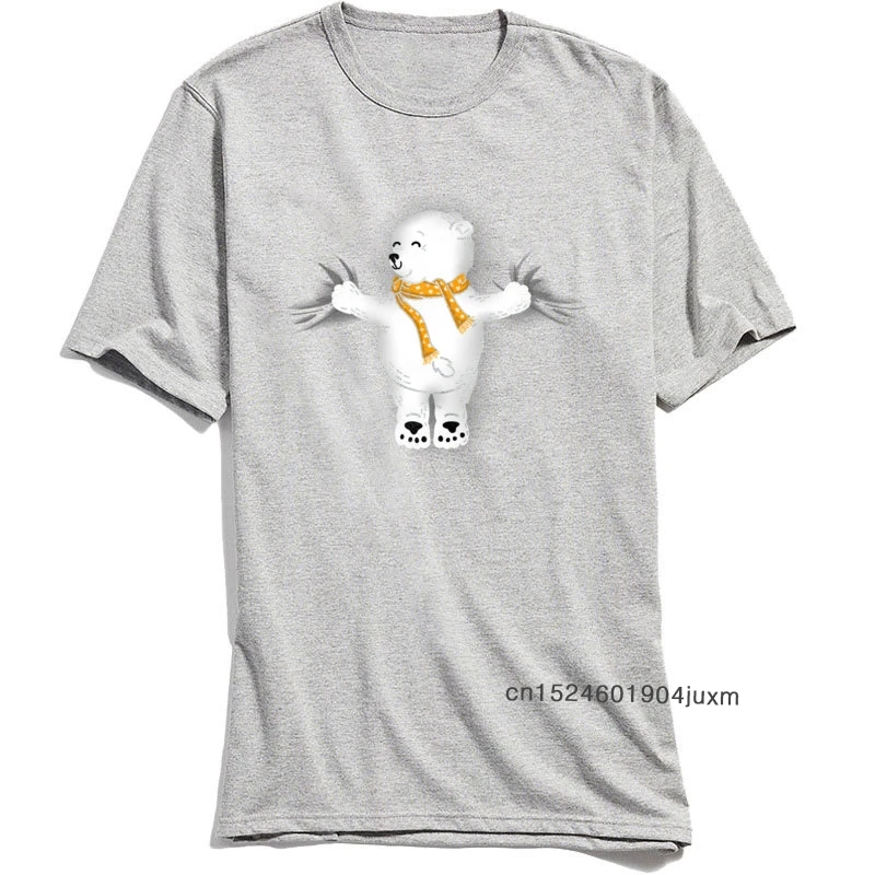 Tops &amp Tees Men Lovely T Shirt Polar Bear Hug O-Neck T-Shirt Summer Fall 2018 Fashion 100% Cotton Fabric 3D Cartoon Print Tshirt | Мужская
