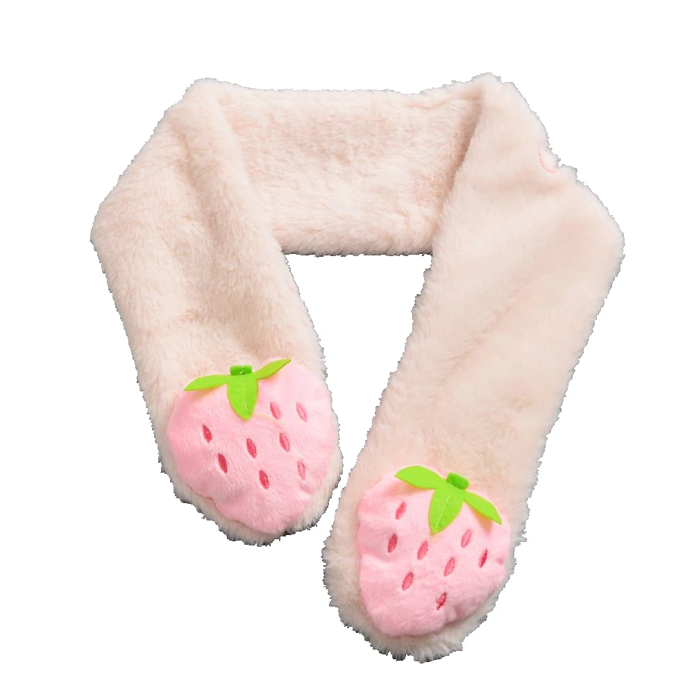 Women Cute Warm Winter Lolita Strawberry Short Plush Scarf | Аксессуары для одежды