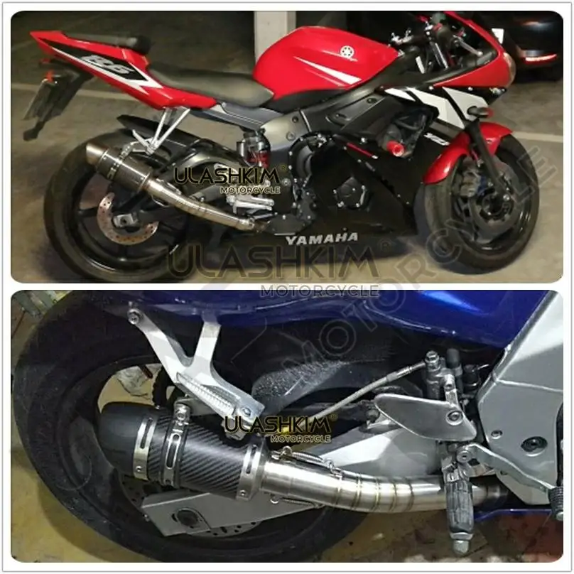 Motorcycle full System exhaust Muffler Escape middle Link Contact pipe For Yamaha YZF R6 1998 1999 2000-2004 2005
